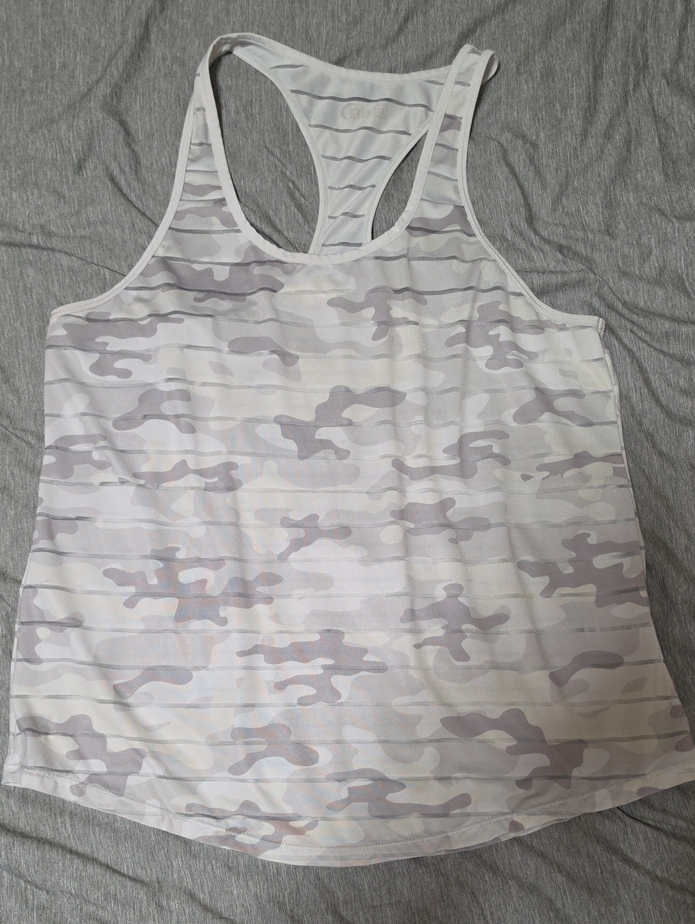 Zyia Havana Women’s Light Gray Camo Racerback Tank Top - Comfort Performance